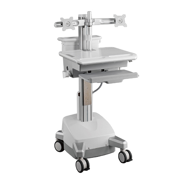 用于医用保健/医用 IT 的移动工作站手推车 - 带 LiFe 电池支持双显示器